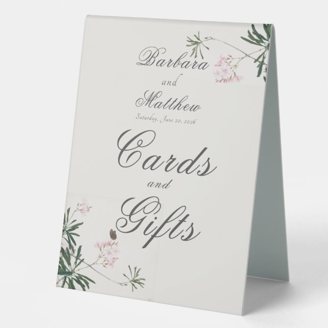 Elegant Botanical Pink Blossom with Butterfly  (Front)