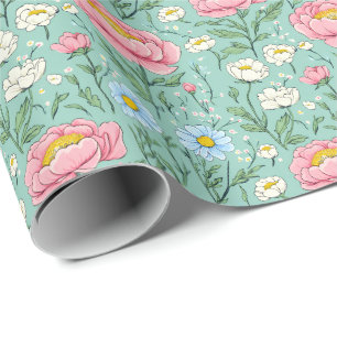 Elegant Botanical Pink Peony Floral Pattern Wrapping Paper