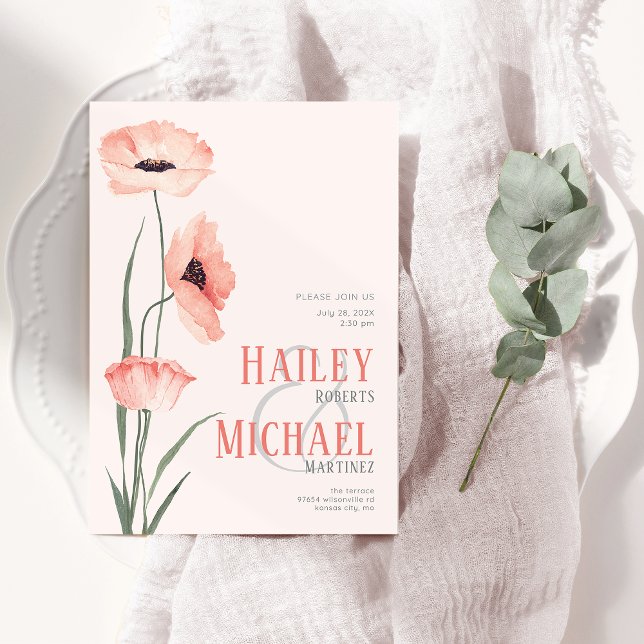 Elegant Botanical Poppies QR Code Invitation (Creator Uploaded)