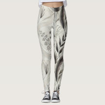 Elegant Botanical Print High-Waisted Leggings