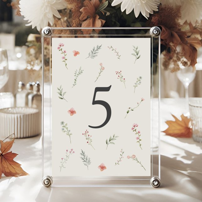 Elegant Botanical Reception Garden Florals Table Number (Creator Uploaded)