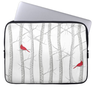 Elegant Botanical Red Bird Cute Nature Animal Laptop Sleeve