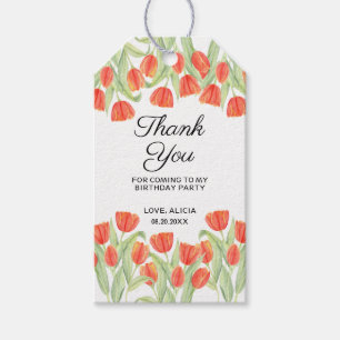 Elegant Botanical Red Tulip 50th Birthday Gift Tags