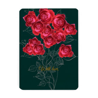 Elegant Botanical Rose Folded Greeting Card Magnet
