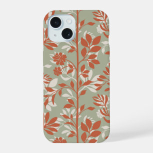 Elegant Botanical Sage Coral Poetic Floral Art iPhone 15 Case