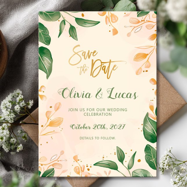Elegant Botanical Save the Date Card (Creator Uploaded)