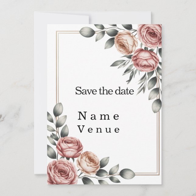Elegant botanical save the date  invitation (Front)