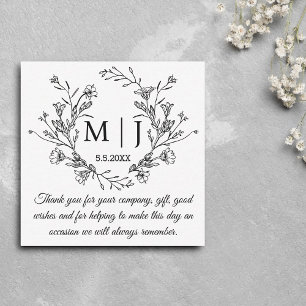 elegant botanical simple thank you wedding card