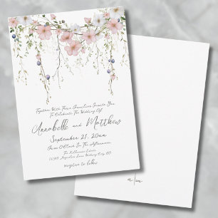 Elegant Botanical Simple Wildflower Floral Wedding Invitation