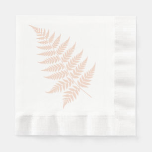 Elegant Botanical Soft Peach Fern Silhouette Napkin
