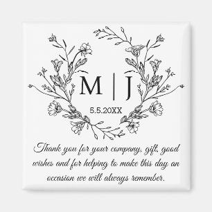 elegant botanical  thank you wedding stylish magnet