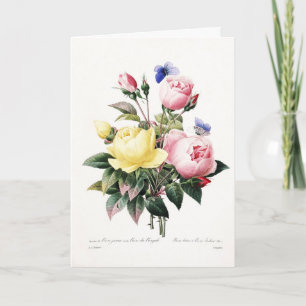 Elegant Botanical Vintage Watercolor Rose Bouquet  Card