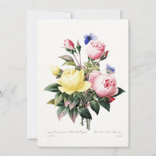 Elegant Botanical Vintage Watercolor Rose Bouquet  Holiday Card