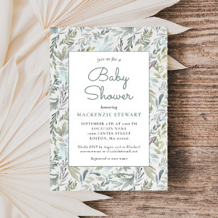 Elegant Botanical Watercolor Baby Shower Invitation