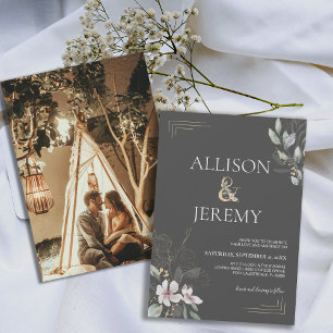 Elegant Botanical Watercolor Floral Wedding Invite