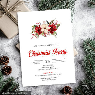 Elegant Botanical Watercolor Holiday Christmas Invitation