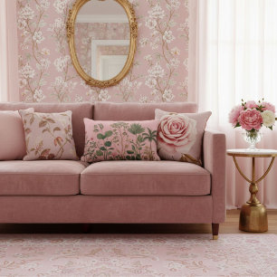  Elegant botanical  watercolor leaves  greenery  Lumbar Cushion