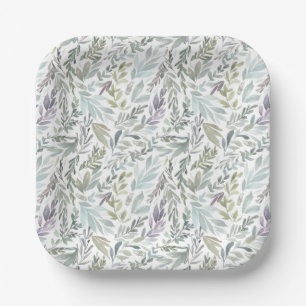 Elegant Botanical Watercolor Paper Plate