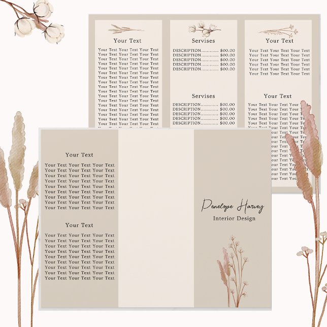 Elegant Botanical Watercolor Pink Trifold Brochure (Creator Uploaded)