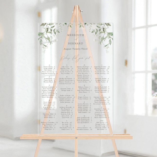 Elegant Botanical Wedding Acrylic Seating Chart (Creator Uploaded)