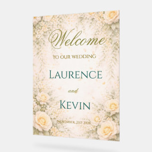 Elegant Botanical Wedding Acrylic Sign