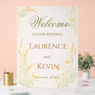 Elegant Botanical Wedding Acrylic Sign