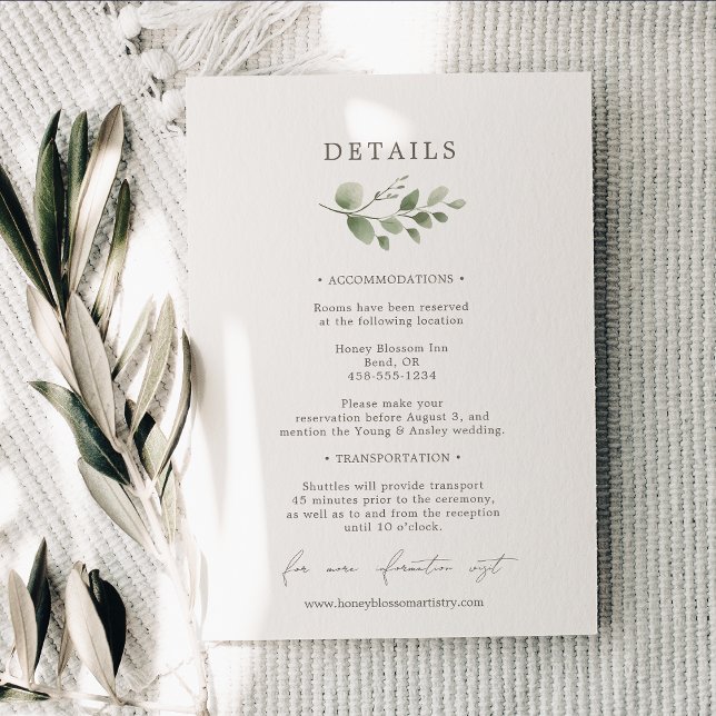 Elegant Botanical Wedding Details Enclosure Card (Creator Uploaded)
