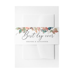 Elegant Botanical Wedding Fall Foliage & Berry Invitation Belly Band