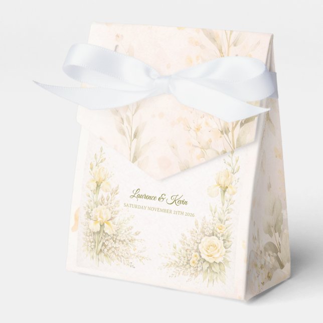 Elegant Botanical Wedding Favour Box (Front Side)