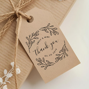 Elegant Botanical Wedding Favour Thank You Rubber Stamp