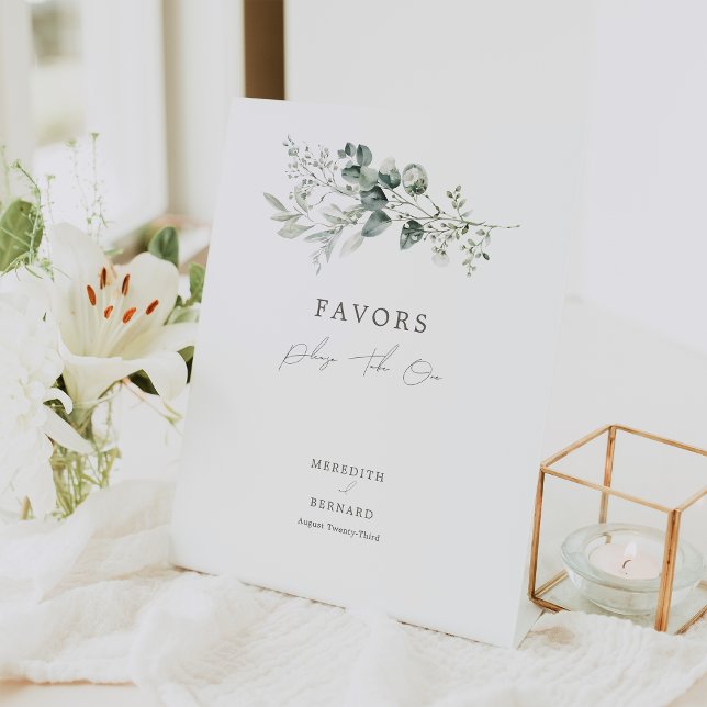 Elegant Botanical Wedding Favours Pedestal Sign (Creator Uploaded)