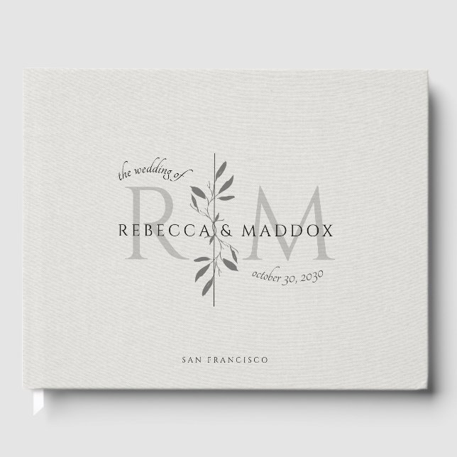 Elegant Botanical Wedding Guest Book (Front)