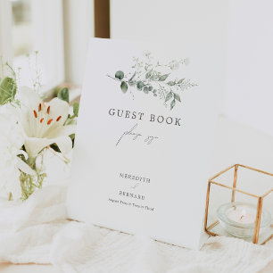 Elegant Botanical Wedding Guest Book Pedestal Sign