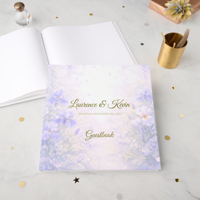 Elegant Botanical Wedding Guestbook (Front Open)