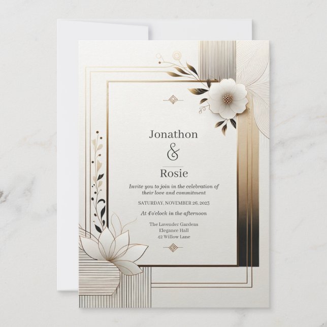 Elegant Botanical Wedding Invitation (Front)