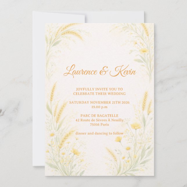 Elegant Botanical Wedding Invitation (Front)