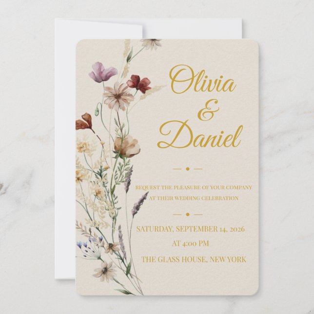 Elegant Botanical Wedding Invite | Modern Romantic (Front)