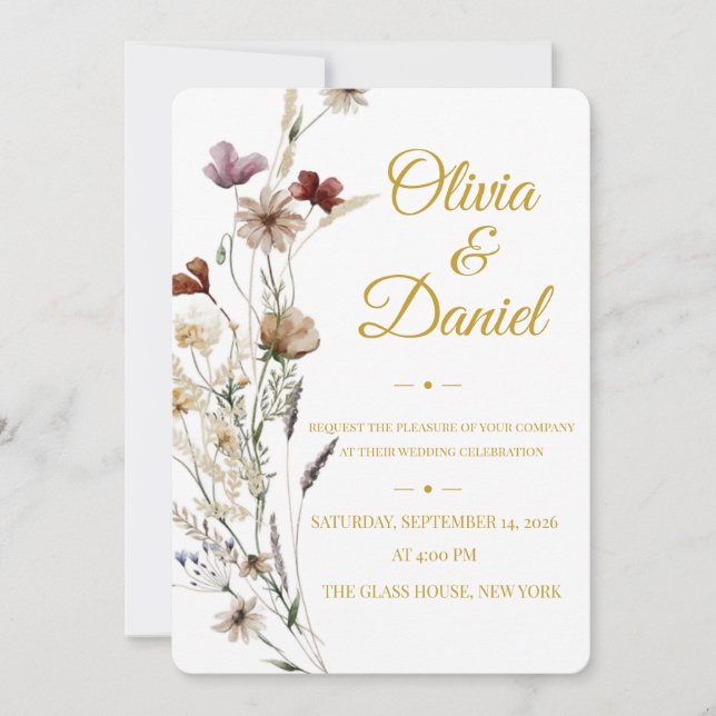 Elegant Botanical Wedding Invite | Modern Romantic (Front)