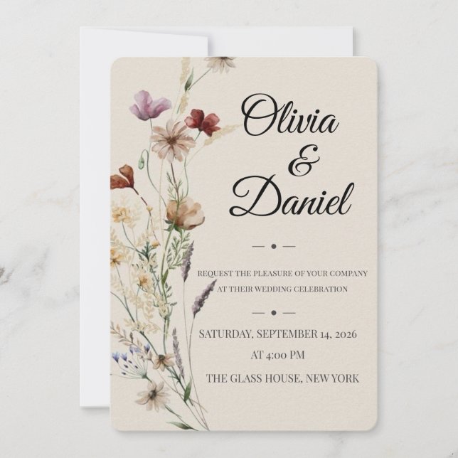 Elegant Botanical Wedding Invite | Modern Romantic (Front)