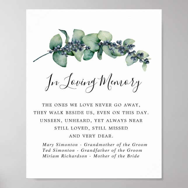 Elegant Botanical Wedding Memorial Sign (Front)