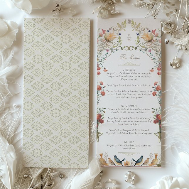 Elegant Botanical Wedding Menu Card (Creator Uploaded)