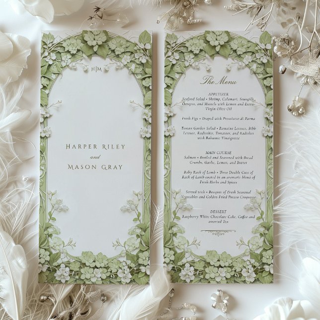 Elegant Botanical Wedding Menu Card (Creator Uploaded)