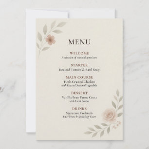 Elegant Botanical Wedding Menu Card
