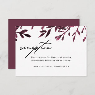 Elegant Botanical Wedding Reception Card