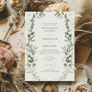 Elegant Botanical Wedding Rehearsal Dinner Invitation