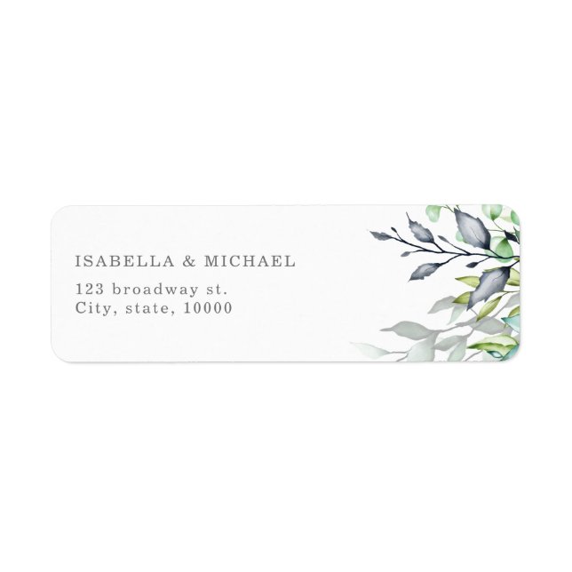 Elegant Botanical Wedding Return Address Label (Front)