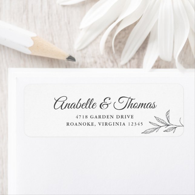 Elegant Botanical Wedding Return Address Label (Insitu)