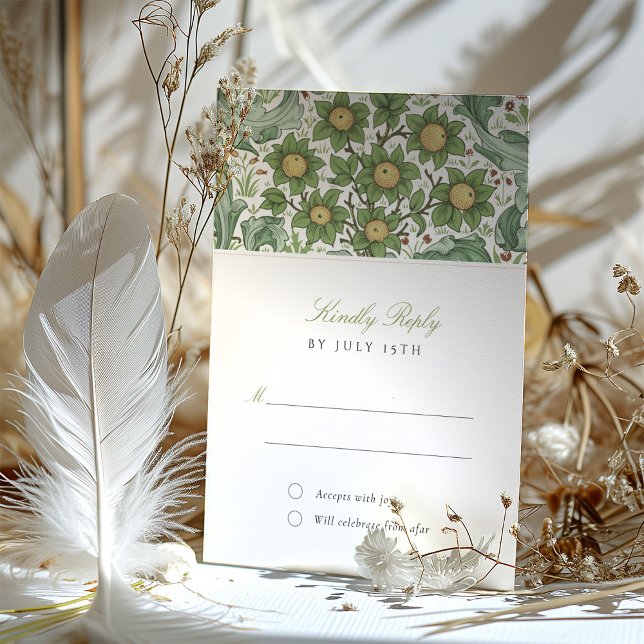 Elegant Botanical Wedding RSVP Card (Creator Uploaded)