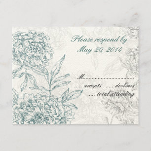 Elegant Botanical Wedding RSVP Cards Jade Cream