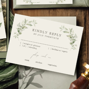 Elegant Botanical Wedding RSVP Response Card